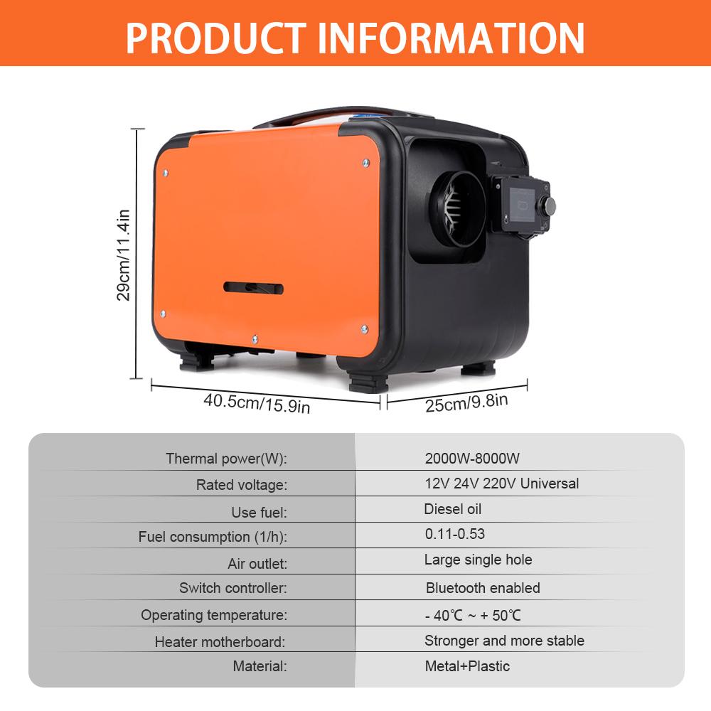 2-8KW Parking Heater Bluetooth 12V&24V&220V Three-In-One DC & AC Universal Suitable For Indoor And Outdoor Marine RV Trucks