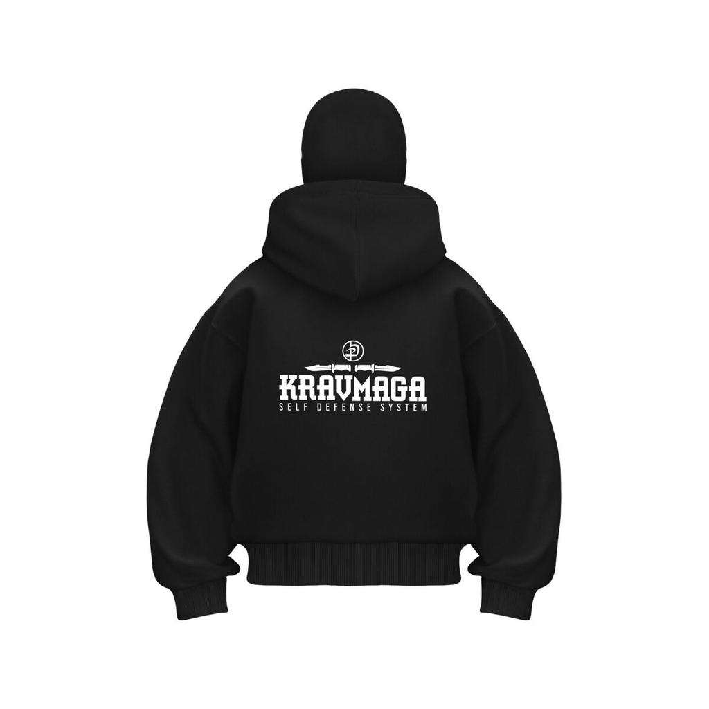 Krav Maga Self - Defense - Inspired, 'Krav Maga' System Logo Design Double Hood Balaclava Men Zip Hoodie Winter Warm