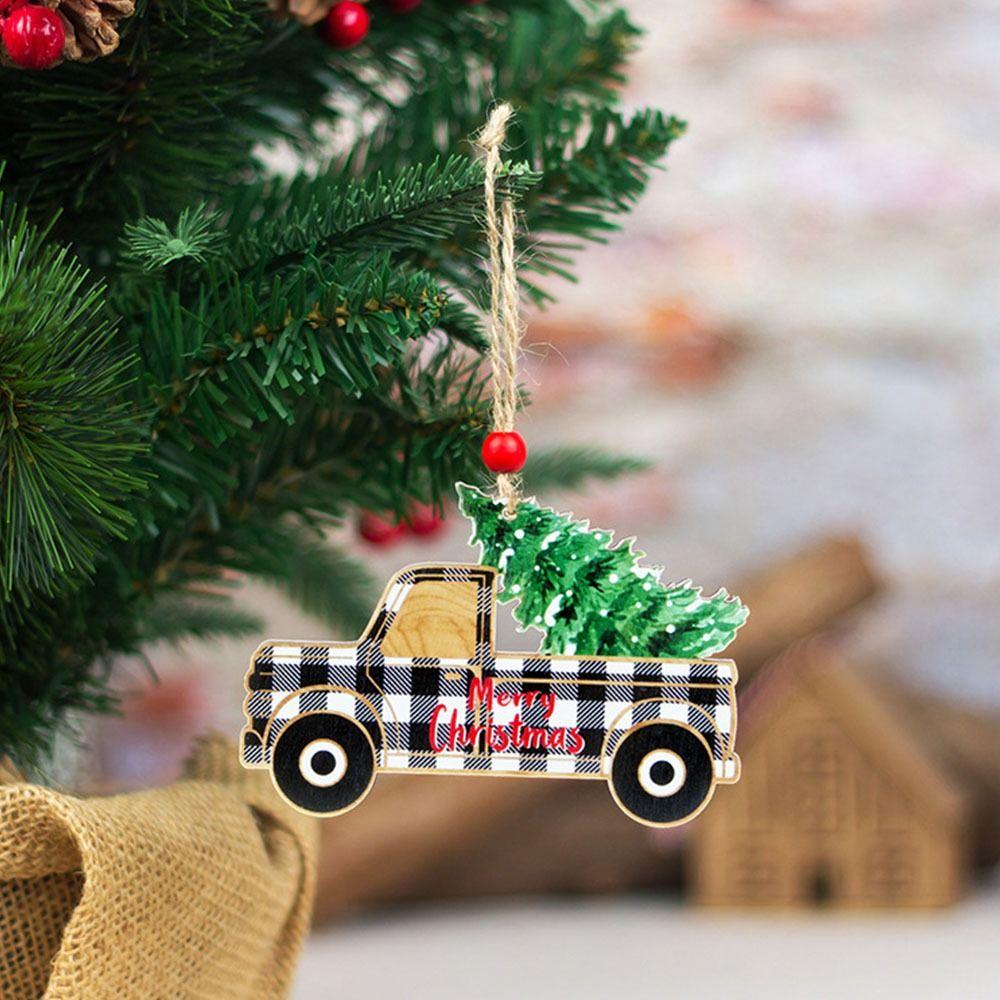 Sled/Plaid Car Christmas Wooden Car Pendant Hanging Christmas Decoration  Friends