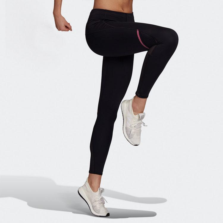 Adidas Logo Reflective Moisture-Wicking Tight Running Pants Women bottoms Black FM7633
