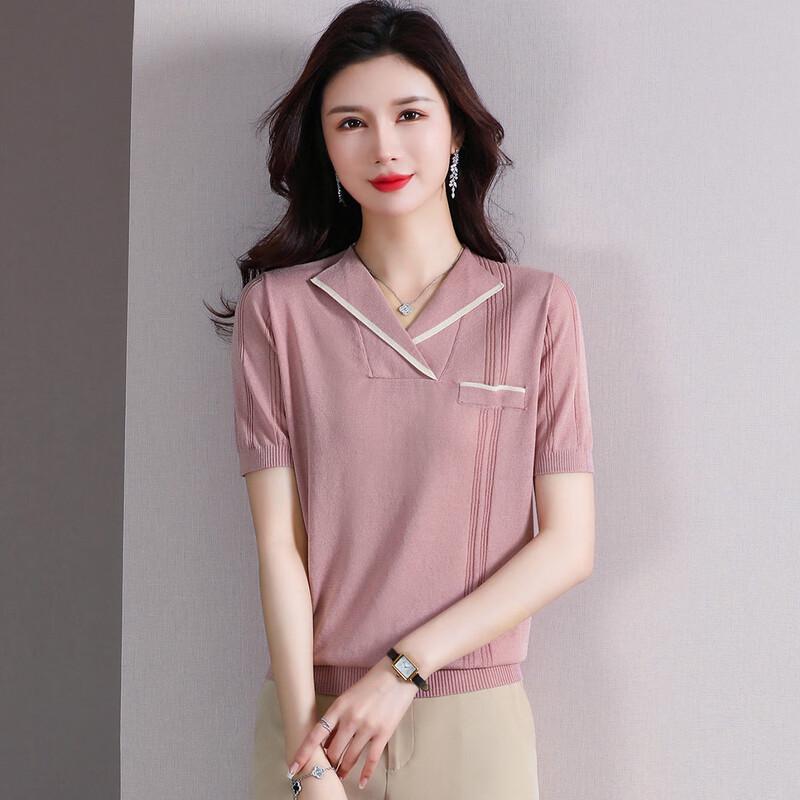 Mothers' Summer Loose Ice Silk Short Sleeve T-Shirt