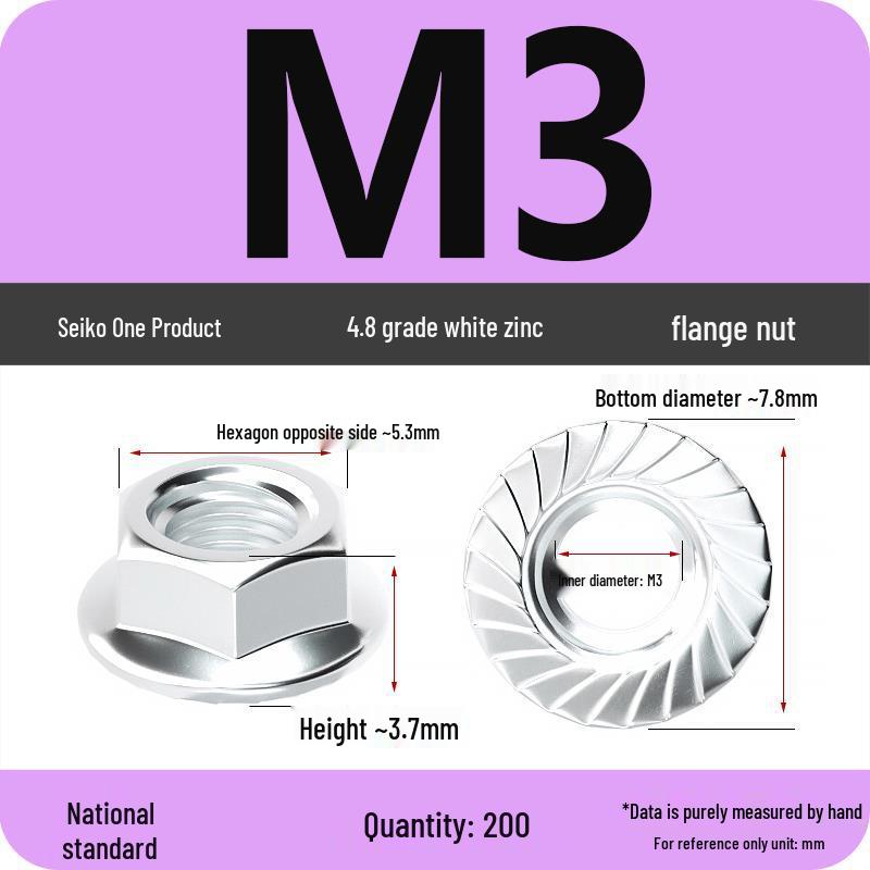 Electroplated Galvanized Anti-Slip Hex Flange Nut with Tooth Washer, M3-M16