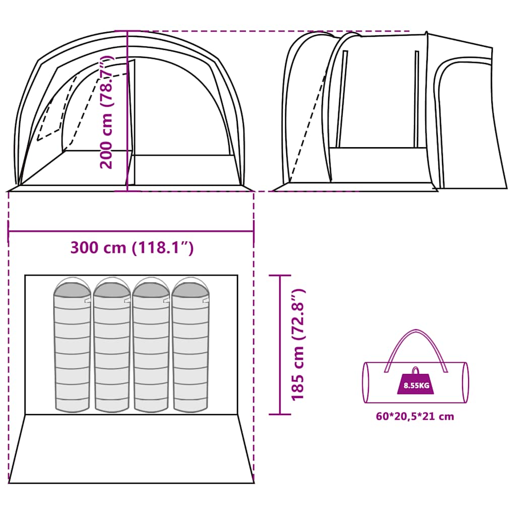 Car Tent for 4 Persons Gray and Orange Waterproof