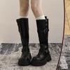 Cowhide version of Maillard boots, women's two wear lapel boots, thick soles increase height, western slim knight boots, Martin boots