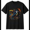Psychedelic Woodpecker In a Storm Mens T-Shirt Bird Black 100% Cotton Printed