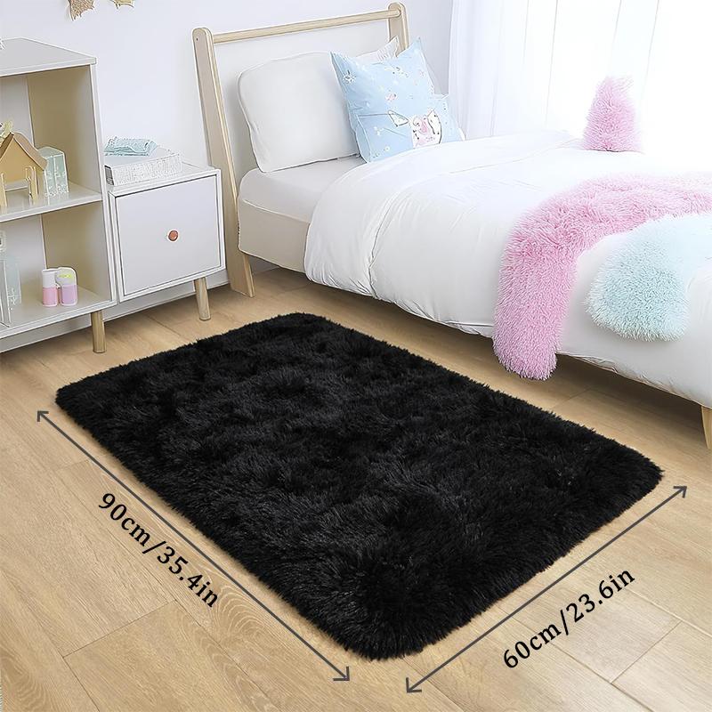 Luxury Black Large Area Plush Rug for Living Room Bedroom Fluffy Carpet,Shaggy Soft Bedside Rug Small Bathroom Floor Mat