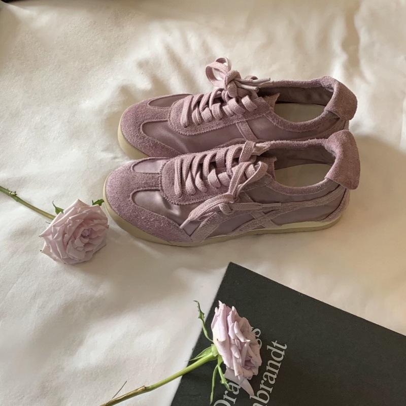 Leather retro women s spring and summer new lace-up contrasting color casual sports shoes flat baseplate shoes 35 фиолетовый 4749₽