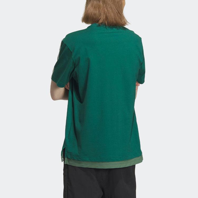 Adidas Originals Trefoil Short Sleeve Graphic Tee With Striped Colorblock Round Neck Men Tops Forest-Green IU4811