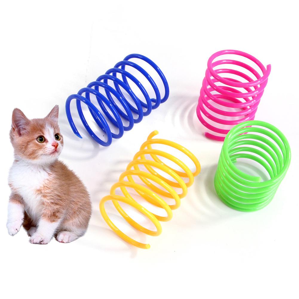 

4 шт./лот Игрушка-пружина для кошек Красочная пластиковая пружина Тренировочная игрушка для взаимодействия с домашними кошками