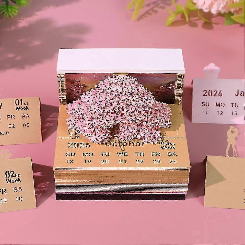 3D Calendar 2026 Cherry Tree Omoshiroi Block 3D Memo Pads Great Presents