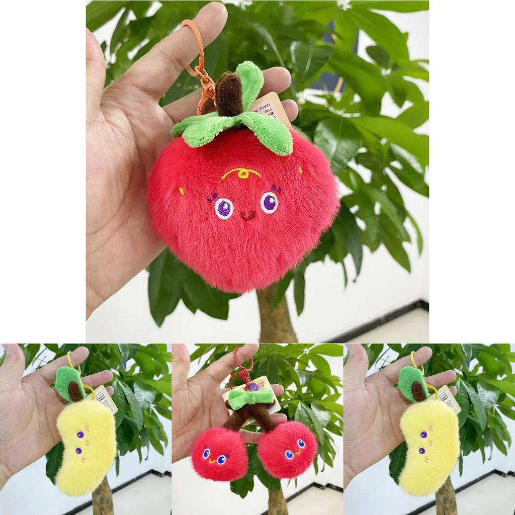 Adorable Plush Fruit Toy Collection Including Watermelon Apple And Strawberry Doll Keychain