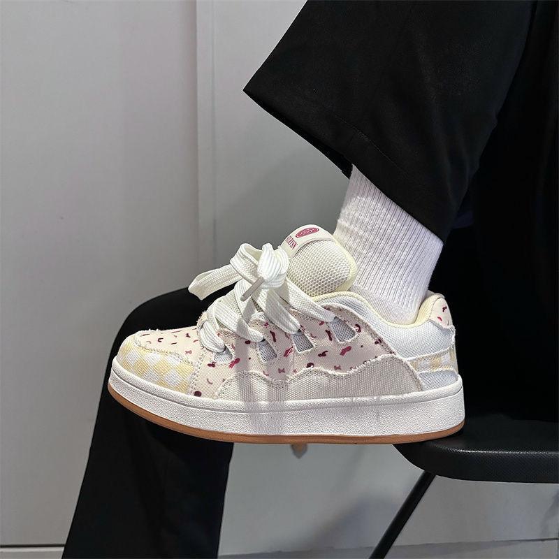 Bread shoes cranberry beige color scheme retro low-top board shoes trendy new women's tide skateboard shoes
