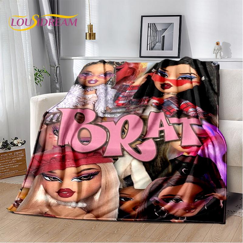 Cartoon Bratz Doll Girls 3D Printed Soft Blankets,Keep Warm Throw Blanket Comfortable Blanket for Picnic Beds Sofa Home Bedroom