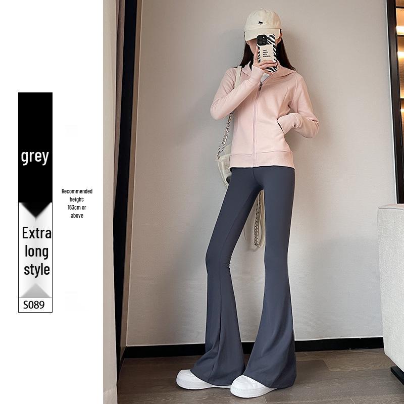 Micro-Flare Shark Fleece Pants: 2026 Spring/Autumn High-Waist, Hip-Lifting, Cropped Petite Flare Base Layer