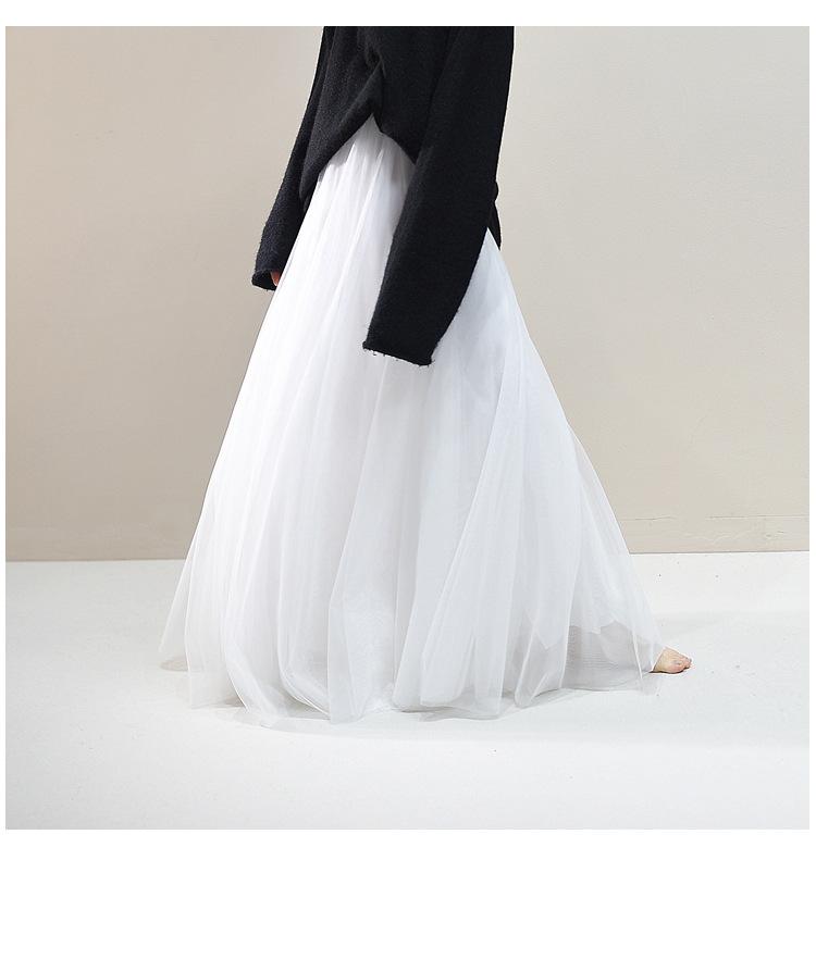 A-line Women's Summer Mesh Gauze Skirt - Fairy Style, Wide Hem, Mid-Length, Slimming Temperament