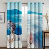 Vacation Style High Shading Curtain Aegean Sea Santorini Island Beach Blackout Drapes ideal for Bedroom Space Living Room Hotel Window Opening