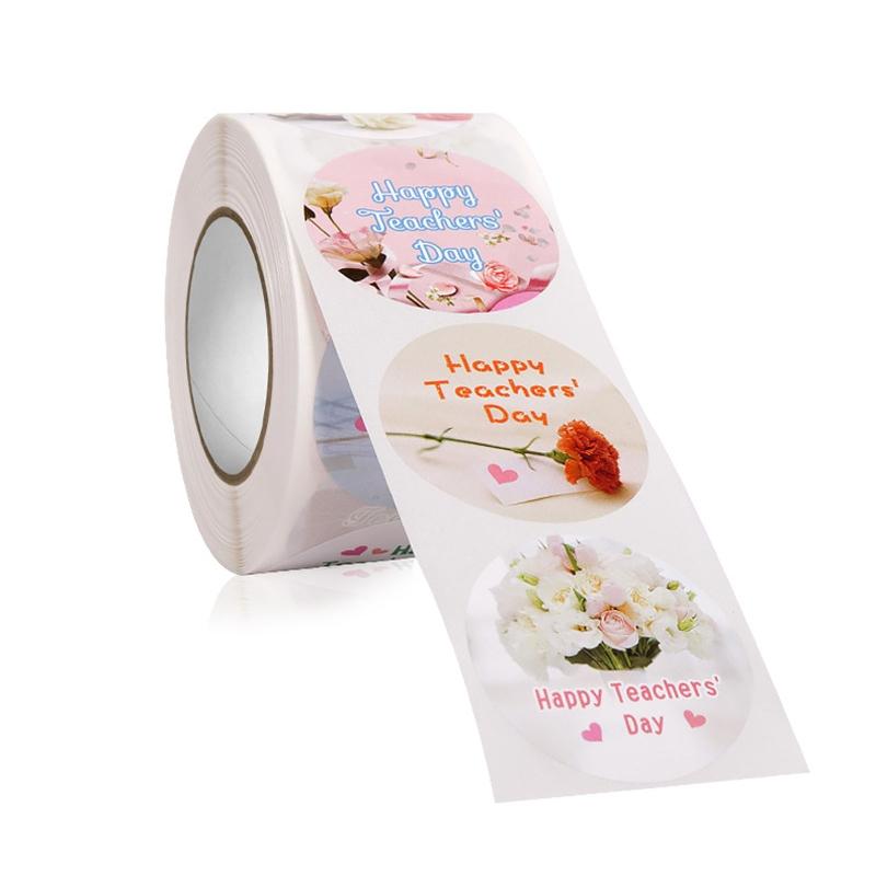 500 Counts Teacher's Day Stickers 1.5Inch Gift Wrap Stickers Self-adhesive Sealing Sticker for Thank You Letter Envelope