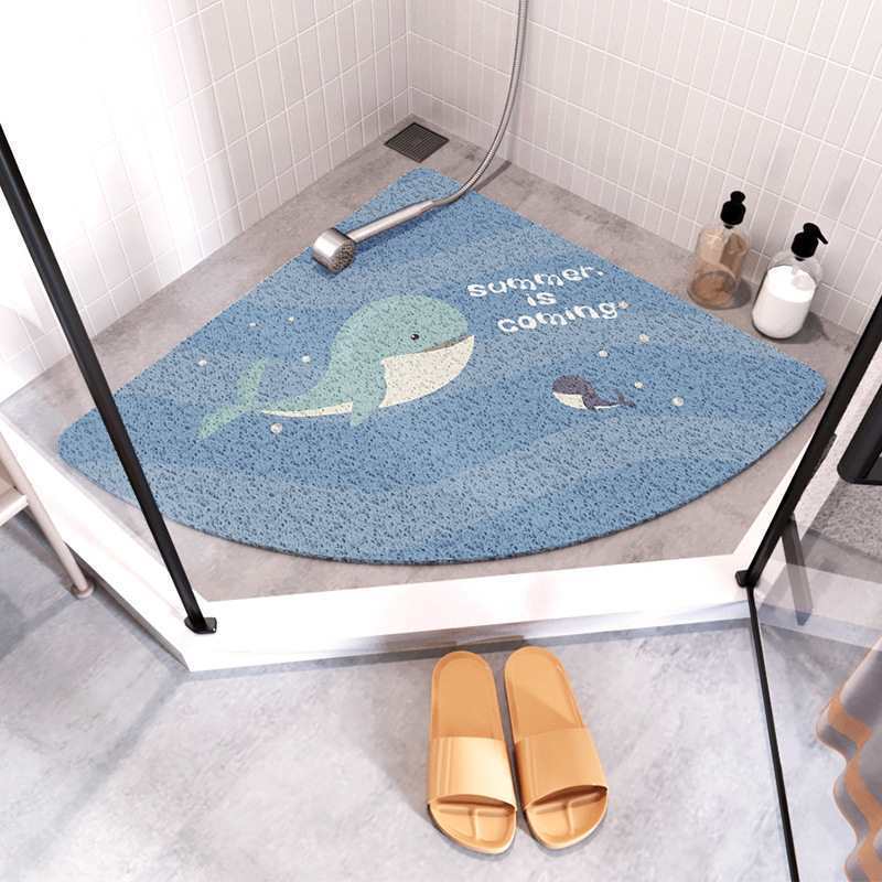 Cartoon Fan-shaped Shower Room Anti-slip Mat Bathroom Floor Mat Bathroom Bath Anti-slip Mat Curved Wire Ring Foot Mat