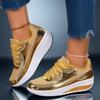 Fashion Mesh Platform Shoes for Women Lace-up Breathable Wedges Height-increasing Casual Walking Footwear for Traveling Working