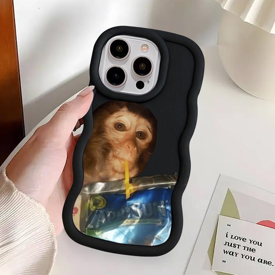 Monkey Drink Trend Case for iPhone 17 Air 15 Plus 13 14 XR 16 Pro Max 12 11 8 Soft Phone Cover