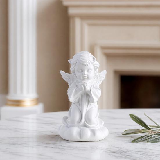 huaqianguhh Resin Cherubs Figurine, White Angel Statue, Garden Praying Cherub Sculpture, Indoor Outdoor Home Decoration, Cute Adorable Angle Sculpture