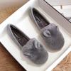 Fashion Cute Rabbit Ear Furry Flats Woman Big Size 34-43 Smooth Fur Loafers Winter Warm Barefoot Cotton Shoes Ladies Shearling Mocasines