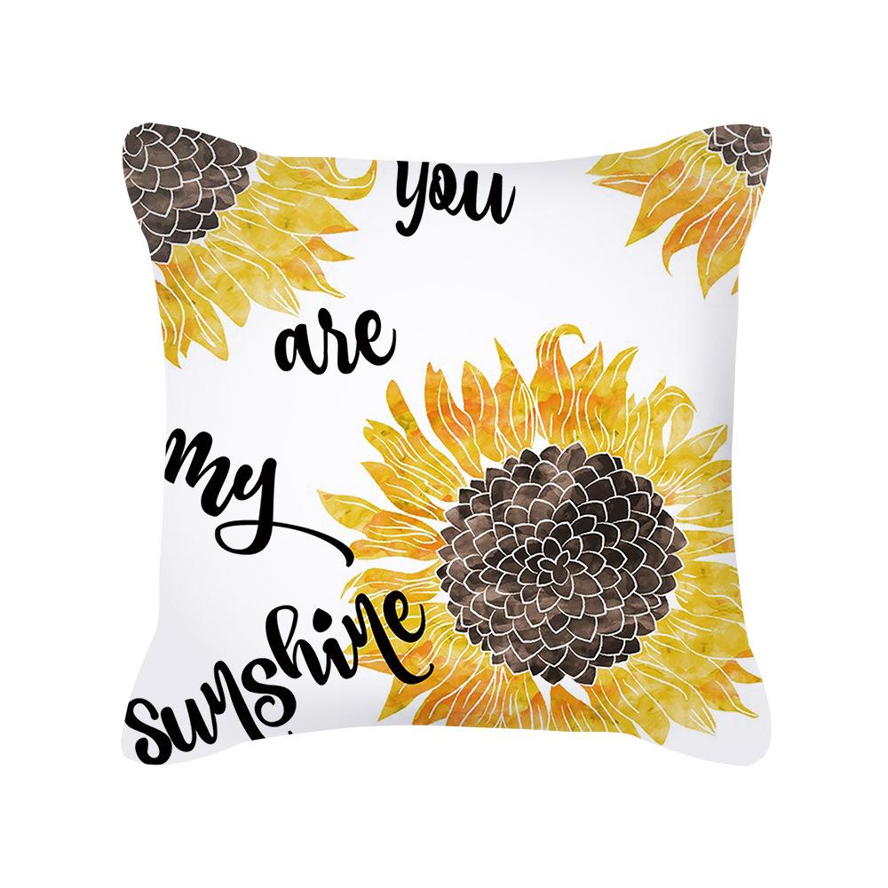 New Thanksgiving Throw Pillow Cover Yellow Letter Sunflower Office Cushion Sofa Pillow Cover
