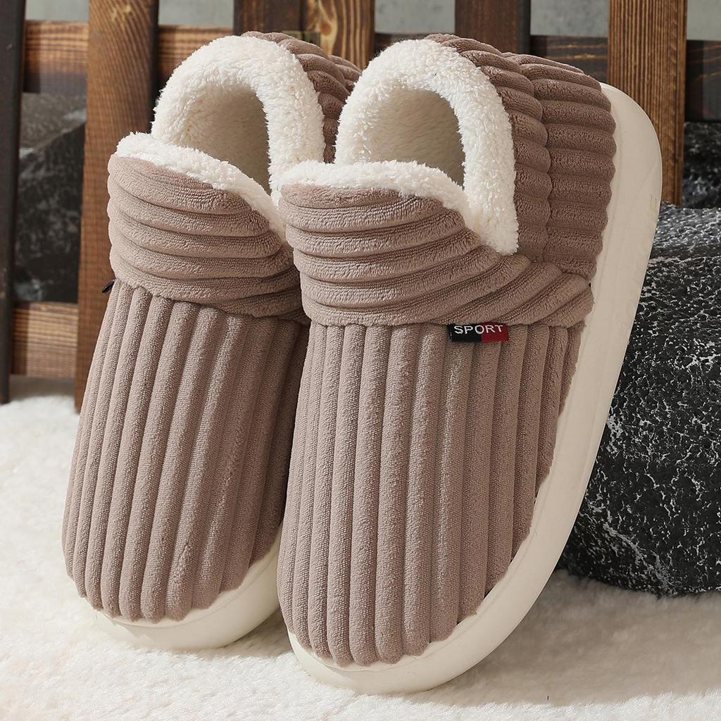 Comfort Plus Velvet Cotton Slippers with Heel Cover - Cozy Indoor Winter Footwear for Couples