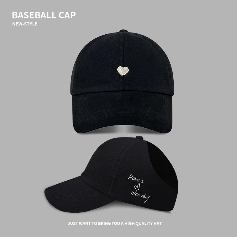 College style sweet and cool love embroidery ponytail empty top hat summer outdoor shading baseball cap student sports cap