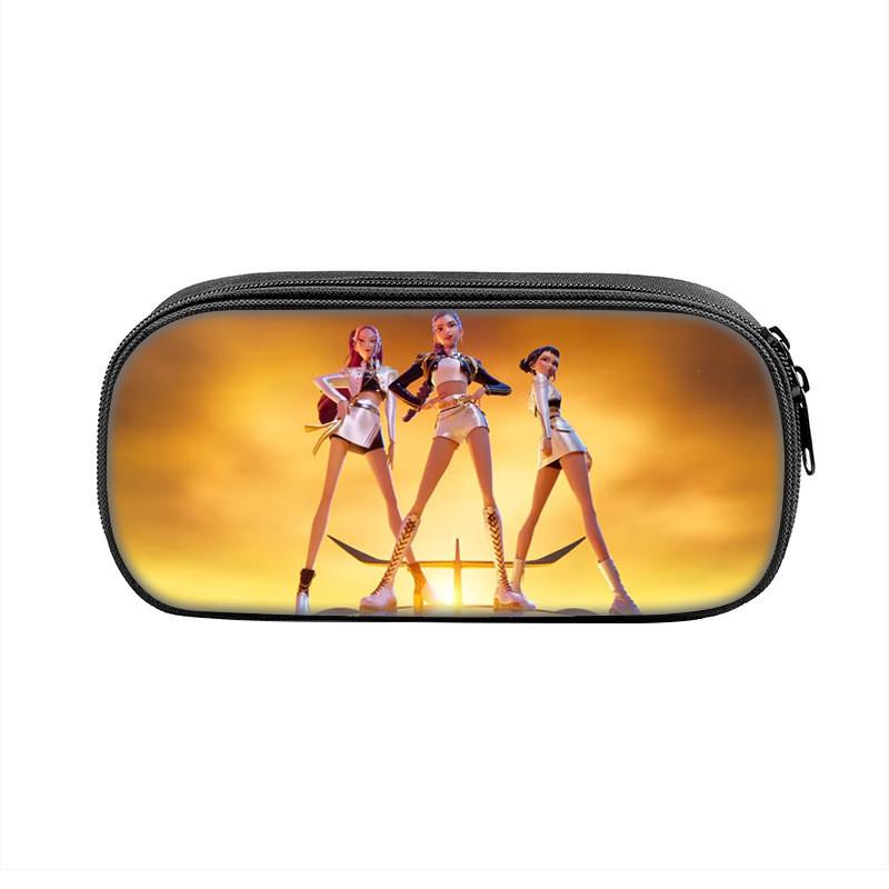 Kpop Demon Hunters Portable Pencil Pouch Nylon Storage Case For Kids And Teens