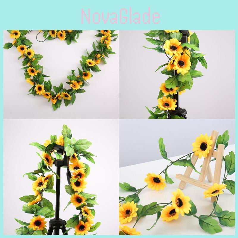 25 Meter Künstliche Sonnenblumengirlande Mit Lebhaften Gelben Und Orangen Blühenden Blumen Für Elegante Heimdekoration