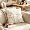 Breathable Christmas Pillowcases House Snowflake Embroidery Pillow Case  Christmas Decor