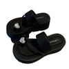 Popular rhinestone set toe cool slippers women's summer wear 2025 new versatile muffin thick bottom heightening one-word slippers