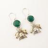 925 Sterling Silver Handcrafted Natural Green Onyx Gemstone Dangle Earrings 2" EE-154-17