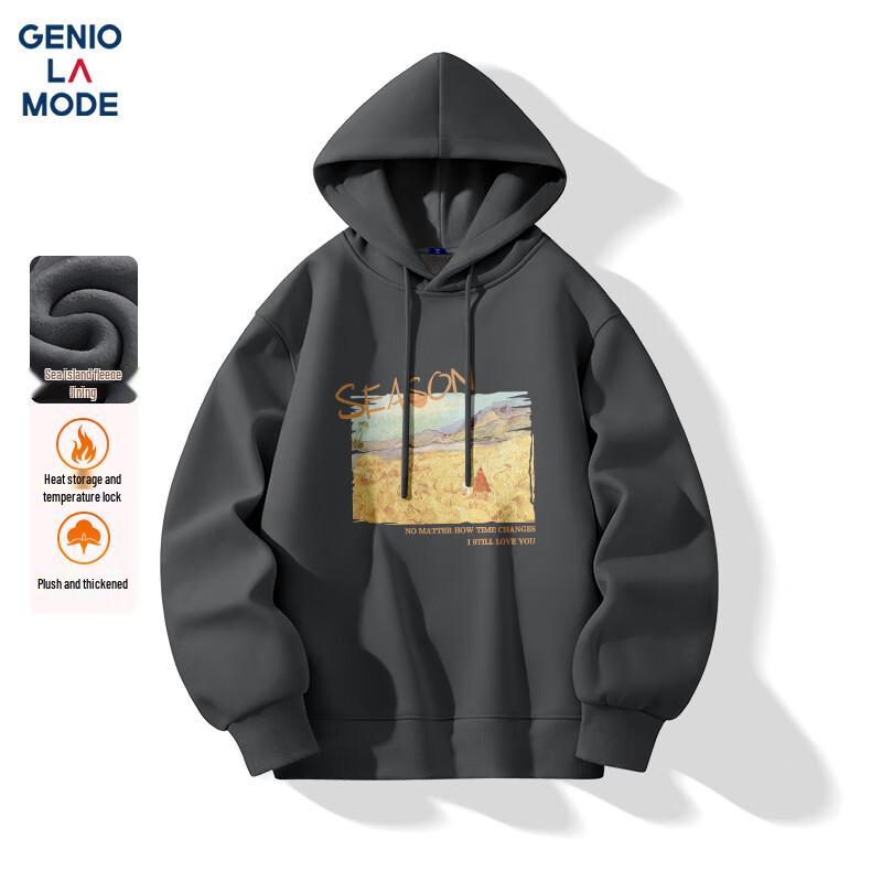 

GENIOLAMODE Men s Plush-Lined Hooded Sweatshirt 3XL