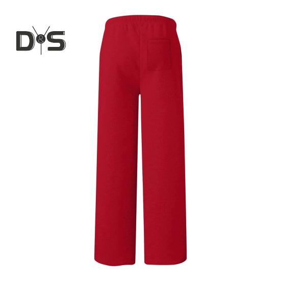 Women Sport Pants Mid-rise Elastic Waist Adjustable Drawstring Long Trousers Solid Color Wide Leg Autumn Winter Velvet Lining Trousers