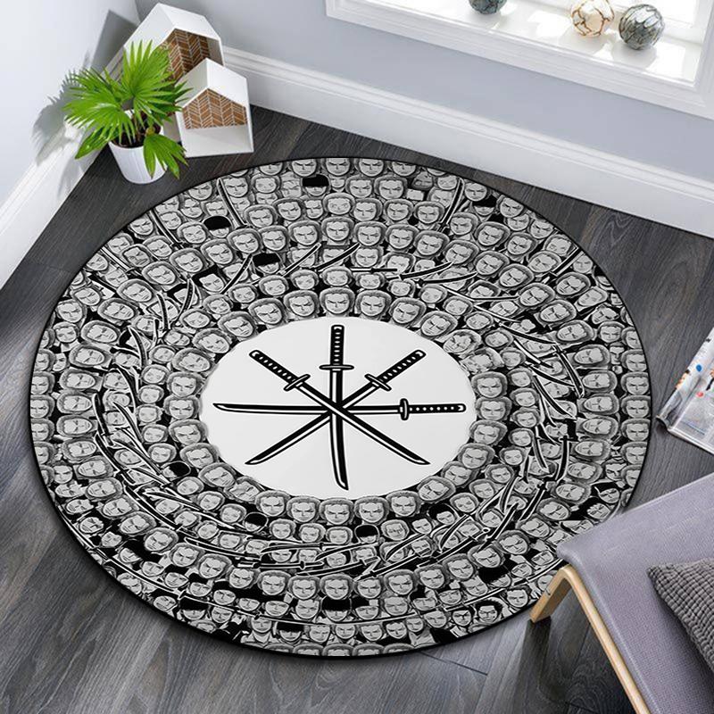 Runder Teppich mit Zoro-Muster, Teppich für Wohnzimmer, Schlafzimmer, Spielzimmer, Rutschfeste Bodenmatte, Feiertagsgeschenke und Geburtstagsgeschenke.