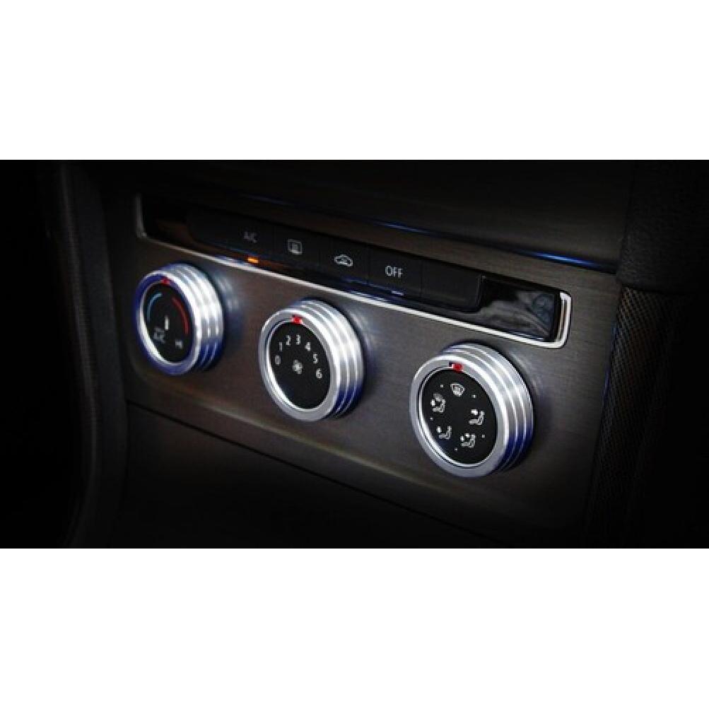 Silver Anodized Aluminum AC Climate Control Ring Knob Covers For VW MK7 Golf GTI