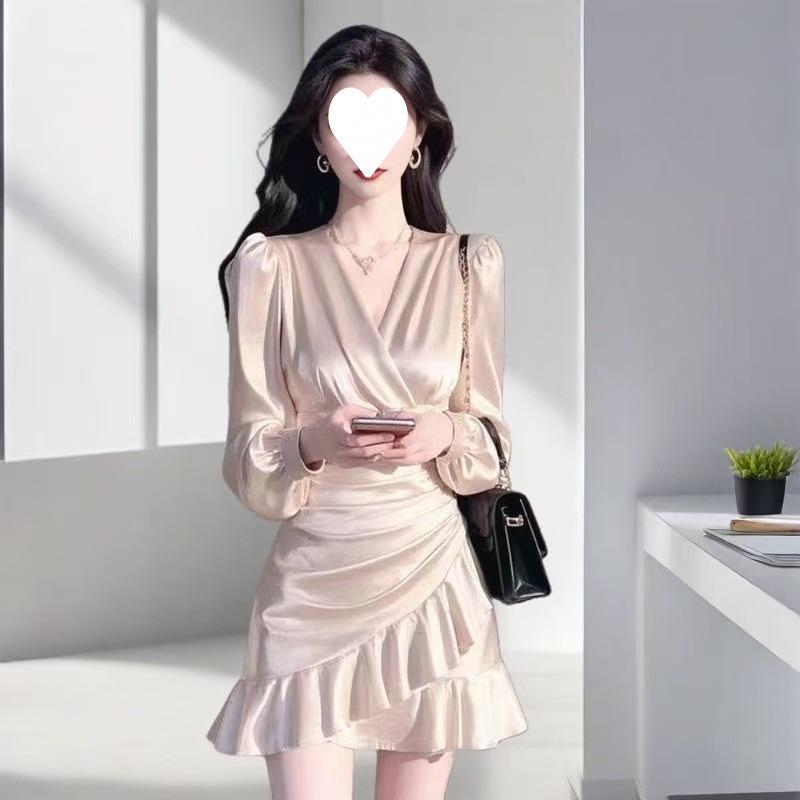 

Women s Slim Fit Long-Sleeve Knit Dress - Spring 2025 Style S for 80-95 jin