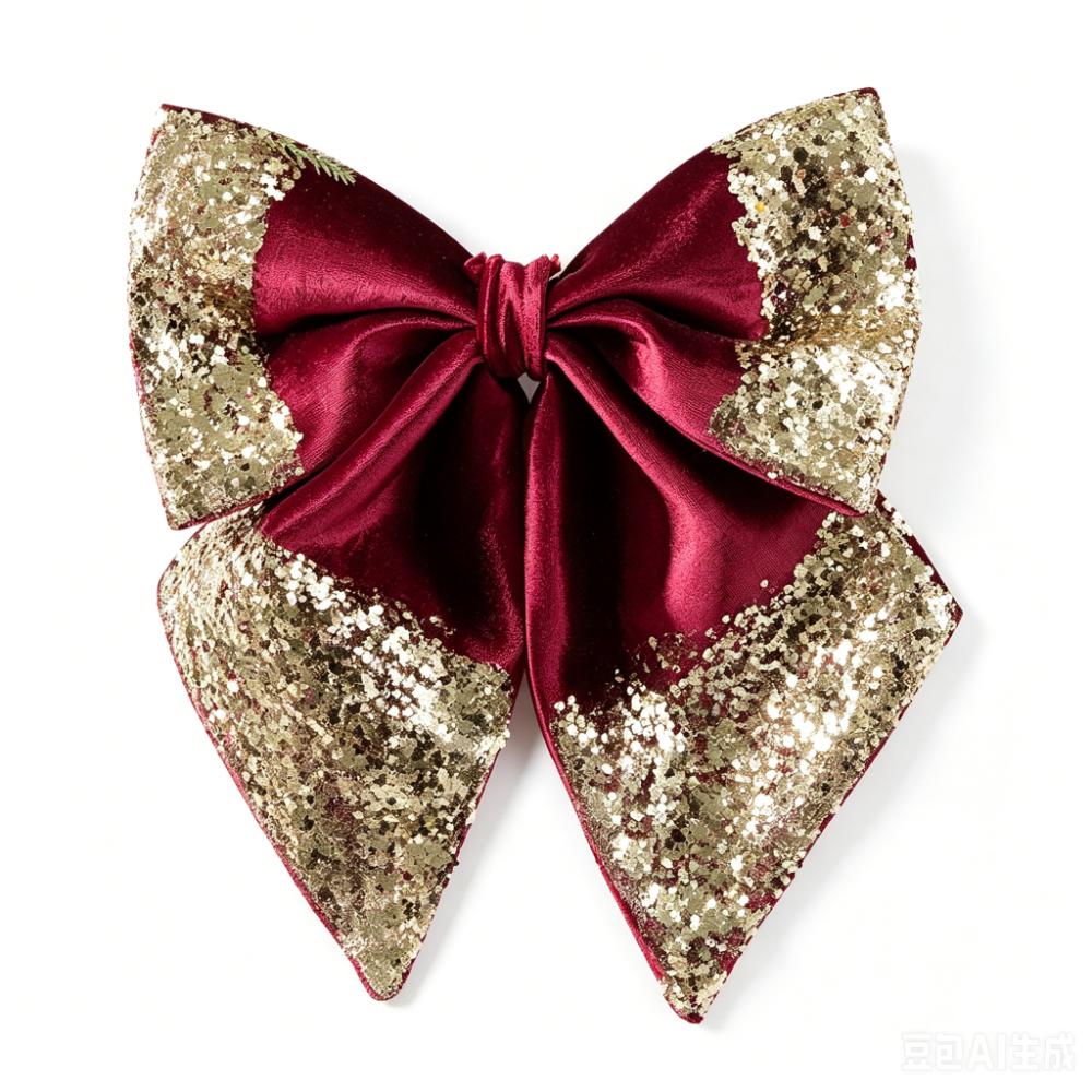 Multicolor Christmas Bow Decoration Satin Sequin Glitter Xmas Hanging Ornament Hanging Design Scennry Making Bowknot Pendant