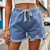 YYFS Women's Fashion Casual Solid Color Print High Waist Sport Shorts