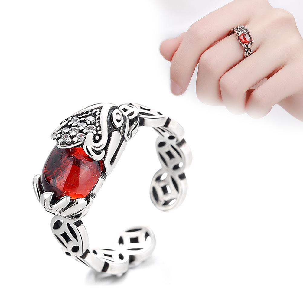 Pixiu  Ring Retro Feng Shui Amulet Open Adjustable Ring Buddhist Mani Mantra Wealth Ring Wealth Lucky Jewelry Ring