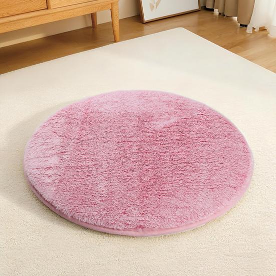 Plyšový koberec pro domácí mazlíčky z imitace králíčí kožešiny Jednobarevný kulatý podlahový kobereček Nadýchaný chlupatý kulatý koberec do obývacího pokoje pod pohovku