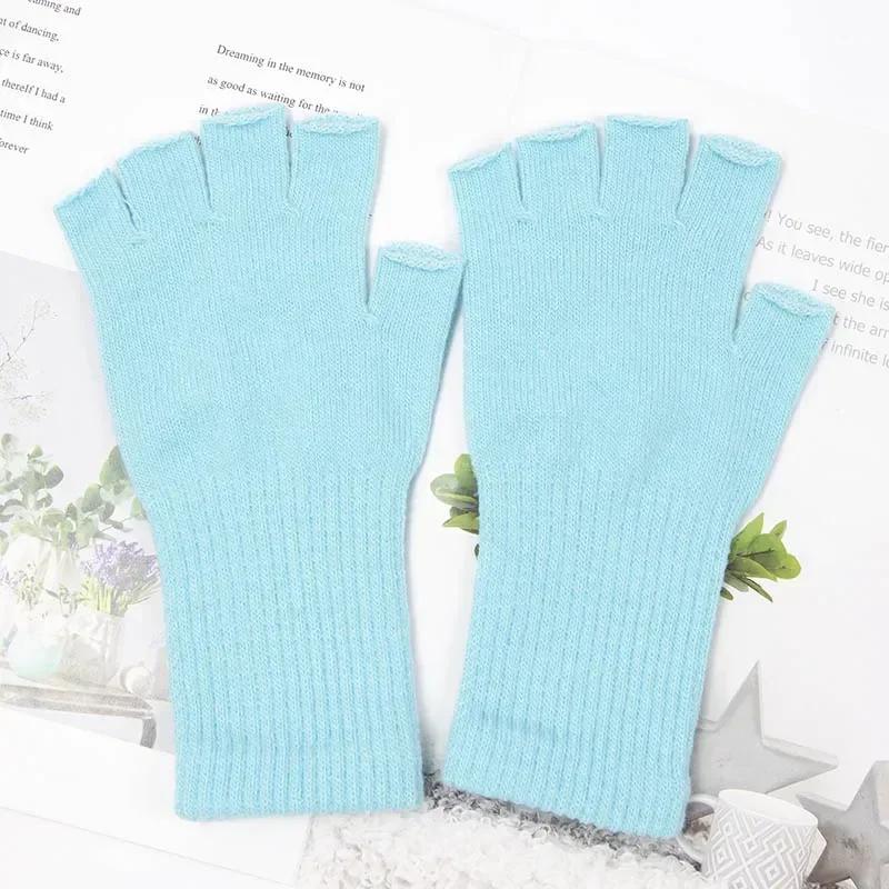 Unisex Knitted Half Finger Gloves Long Wrist Fingerless Gloves for Women Men Winter Black Warm  Workout Cycling Gloves