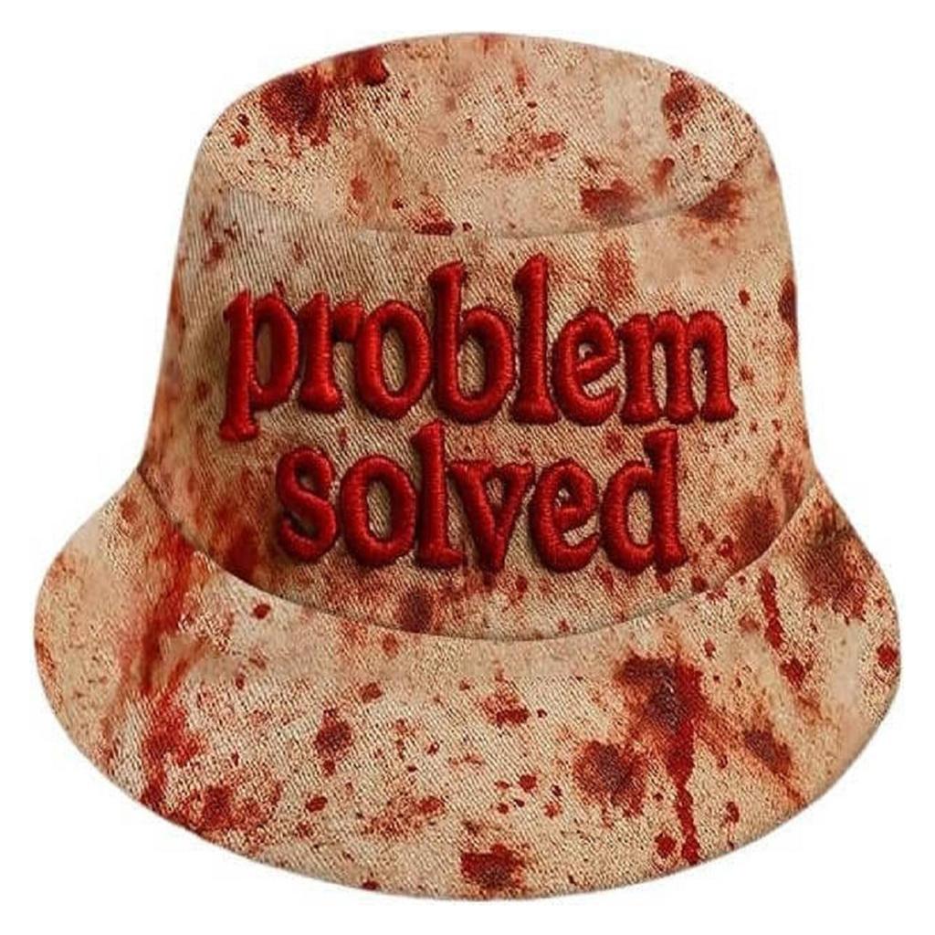 Unisex Casual Dark Blood Stain Hat Problem Solved Hat Embroidered Baseball Men Ball Cap Halloween Horror Costume Prop