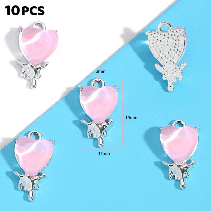 10 Pieces Assorted Alloy Pendants, Pink Resin Rhinestone Star Moon Design, DIY Jewelry Making for Necklaces & Bracelets