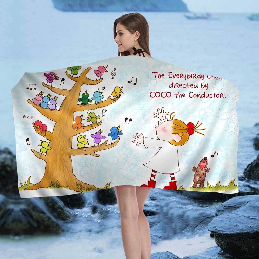C-Coco-Chan Anime Bath Towel Microfiber Soft Water Absorbing Breathable For Girl Kids Decorative Cartoon Beach Towel