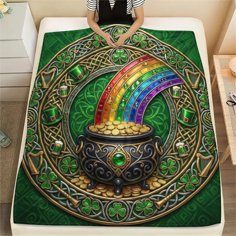 

1Pc St. Patrick s Day Print Flannel Blanket, High quality Comfortable for All Seasons, Home Decor, Warmth and Comfort, Perfect for Christmas Gifts W12 80cm x 120cm
