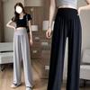 Korean-Style Breathable Summer Maternity Wide-Leg Pants with Adjustable Belly Support