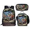 Luxe Nouveauté Particulier Cool Cheval Husky Tigre Impression 3D 3pcs/Ensemble élève Sacs d'école Ordinateur portable Sac à dos de jour Sac à dos Sac à lunch Trousse